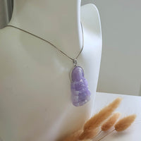 Translucent Brilliant Sweet Lavender Jadeite "Goddess of Mercy" Pendant (JAB004496) 6