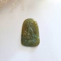 Good Translucency Yellow and Bluish Green Jadeite "Magnificent Tiger" Pendant (JAB004505) 1