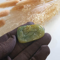 Good Translucency Yellow and Bluish Green Jadeite "Magnificent Tiger" Pendant (JAB004505) 3