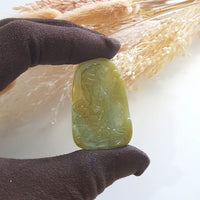 Good Translucency Yellow and Bluish Green Jadeite "Magnificent Tiger" Pendant (JAB004505) 4
