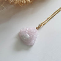 Translucent Icy Light Lavender and Green "Laughing Buddha" Pendant (JAB004570) 5