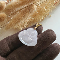 Translucent Icy Light Lavender and Green "Laughing Buddha" Pendant (JAB004570) 2