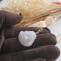 Translucent Icy Light Lavender and Green "Laughing Buddha" Pendant (JAB004570) 3