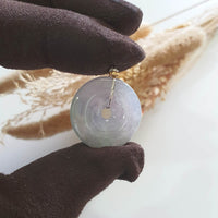 Translucent Icy Lavender and Green Jadeite “Auspicious Coin” Pendant (JAB004623) 3