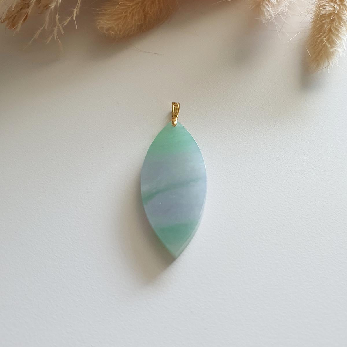 Translucent Sweet Lavender with Apple Green Jadeite "Scenery" Pendant (JAB004654) 1