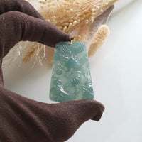 Highly Translucent Icy Bluish Green Jadeite "Majestic Dragon” Pendant (JAB004767) 3