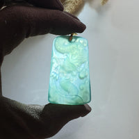 Highly Translucent Icy Bluish Green Jadeite "Majestic Dragon” Pendant (JAB004767) 5