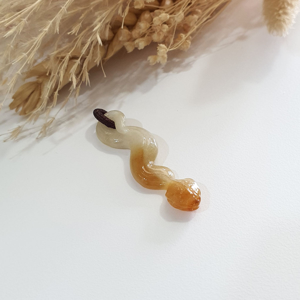 Translucent Honey Yellow Jadeite "Golden Python" Pendant (JAB004772) 1