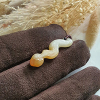 Translucent Honey Yellow Jadeite "Golden Python" Pendant (JAB004772) 4