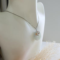 Highly Translucent Icy and Green Jadeite "Enchanted Bee and Baby’s Breath" Pendant (JAB004868) 6
