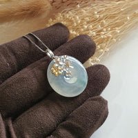 Highly Translucent Icy and Green Jadeite "Enchanted Bee and Baby’s Breath" Pendant (JAB004868) 2
