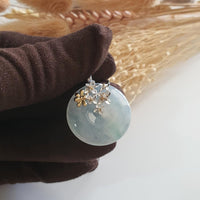 Highly Translucent Icy and Green Jadeite "Enchanted Bee and Baby’s Breath" Pendant (JAB004868) 5