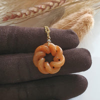 Translucent Brilliant Orange Jadeite “Eternity Knot” Pendant (JAB004994) 2
