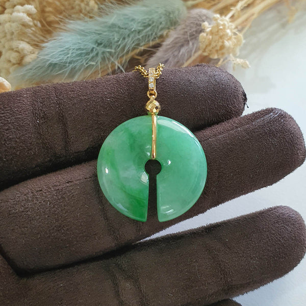 Translucent Bright Green with Brilliant Green Jadeite "Amulet" Pendant (JAB005019) 1