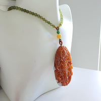 Translucent Bright Reddish Jadeite "Majestic Dragon” Pendant and Necklace (JAB005129) 7