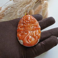 Translucent Bright Reddish Jadeite "Majestic Dragon” Pendant and Necklace (JAB005129) 4