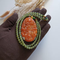Translucent Bright Reddish Jadeite "Majestic Dragon” Pendant and Necklace (JAB005129) 1