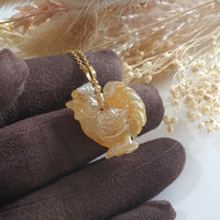 Good Translucency Icy Honey Yellow Jadeite "Golden Rooster" Pendant (JAB005134) 4