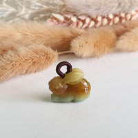 Translucent Brilliant Yellow and Green Jadeite "Rabbit of Wealth" Pendant (JAB005160) 2