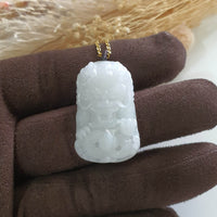 Translucent Icy White Jadeite "Majestic Dragon" Pendant (JAB005176) 1