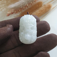 Translucent Icy White Jadeite "Majestic Dragon" Pendant (JAB005178) 1