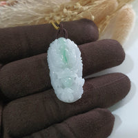 Translucent Icy White with Green Jadeite "Majestic Dragon" Pendant (JAB005181) 2