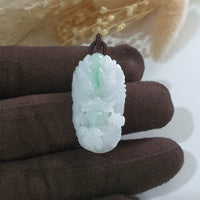 Translucent Icy White with Green Jadeite "Majestic Dragon" Pendant (JAB005181) 1