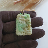 Translucent Yellow and Green Jadeite "Fiery Eyes Majestic Dragon” Pendant (JAB005186) 2