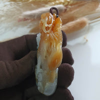 Good Translucency Icy and Honey Orangey Yellow  Jadeite "Majestic Dragon” Pendant (JAB005187) 2
