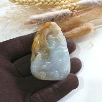Good Translucency Icy and Honey Orangey Yellow  Jadeite "Majestic Dragon” Pendant (JAB005187) 3