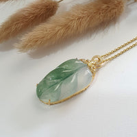 Highly Translucent Icy with Green Jadeite “Auspicious Leaf” Pendant (JAB005217) 6