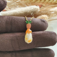 Good Translucency Icy Brilliant Orange Jadeite "Rabbit and Carrot" Pendant (JAB005238) 2