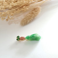 Translucent Brilliant Green Jadeite "Rabbit and Carrot" Pendant (JAB005243) 6