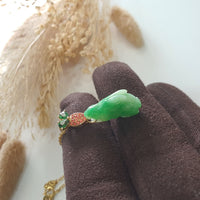 Translucent Brilliant Green Jadeite "Rabbit and Carrot" Pendant (JAB005243) 5