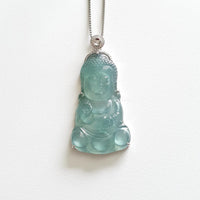 Glassy Translucent Ice Blue "Baby Buddha" Pendant (JAB005256) 1
