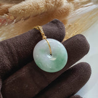 Translucent Lavender and Green Jadeite “Le Floral” Donut Pendant (JAB005288) 2