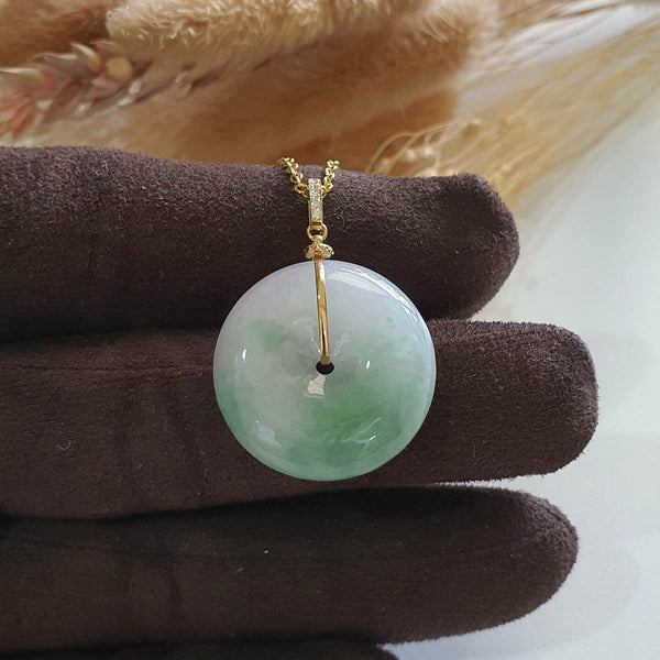 Translucent Lavender and Green Jadeite “Le Floral” Donut Pendant (JAB005288) 1