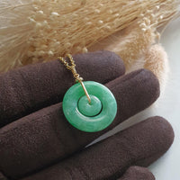 Translucent Brilliant Apple Green Jadeite "Double Hoops" Pendant (JAB005295) 2