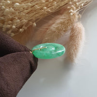 Translucent Brilliant Apple Green Jadeite "Double Hoops" Pendant (JAB005295) 4