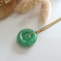 Translucent Brilliant Apple Green Jadeite "Double Hoops" Pendant (JAB005295) 1