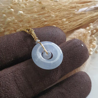 Translucent Icy Bluish Lavender Jadeite "Double Hoops" Pendant (JAB005297) 3