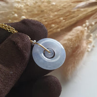 Translucent Icy Bluish Lavender Jadeite "Double Hoops" Pendant (JAB005297) 4