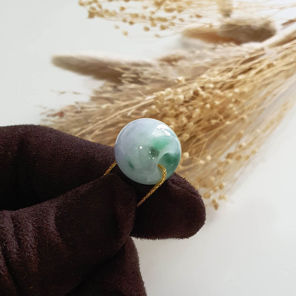 Translucent Icy Green with Lavender Jadeite “Golden Barrel” Pendant (JAB005305) 1