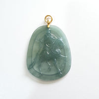 Highly Translucent Icy Bluish Green Jadeite "Guan Gong" Pendant (JAB005346) 1
