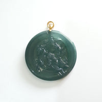 Highly Translucent Icy Bluish Green Jadeite "Victory Medallion Guan Gong" Pendant (JAB005347) 8