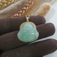 Good Translucency Icy Apple Green Jadeite "Laughing Buddha" Pendant (JAB005366) 6