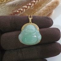 Good Translucency Icy Apple Green Jadeite "Laughing Buddha" Pendant (JAB005366) 1