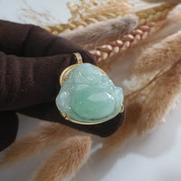 Good Translucency Icy Apple Green Jadeite "Laughing Buddha" Pendant (JAB005366) 2
