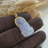 A Good Translucency Icy Brilliant Lavender Jadeite "Goddess of Mercy" Pendant (JAB005372) 5