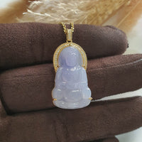 A Good Translucency Icy Brilliant Lavender Jadeite "Goddess of Mercy" Pendant (JAB005372) 1